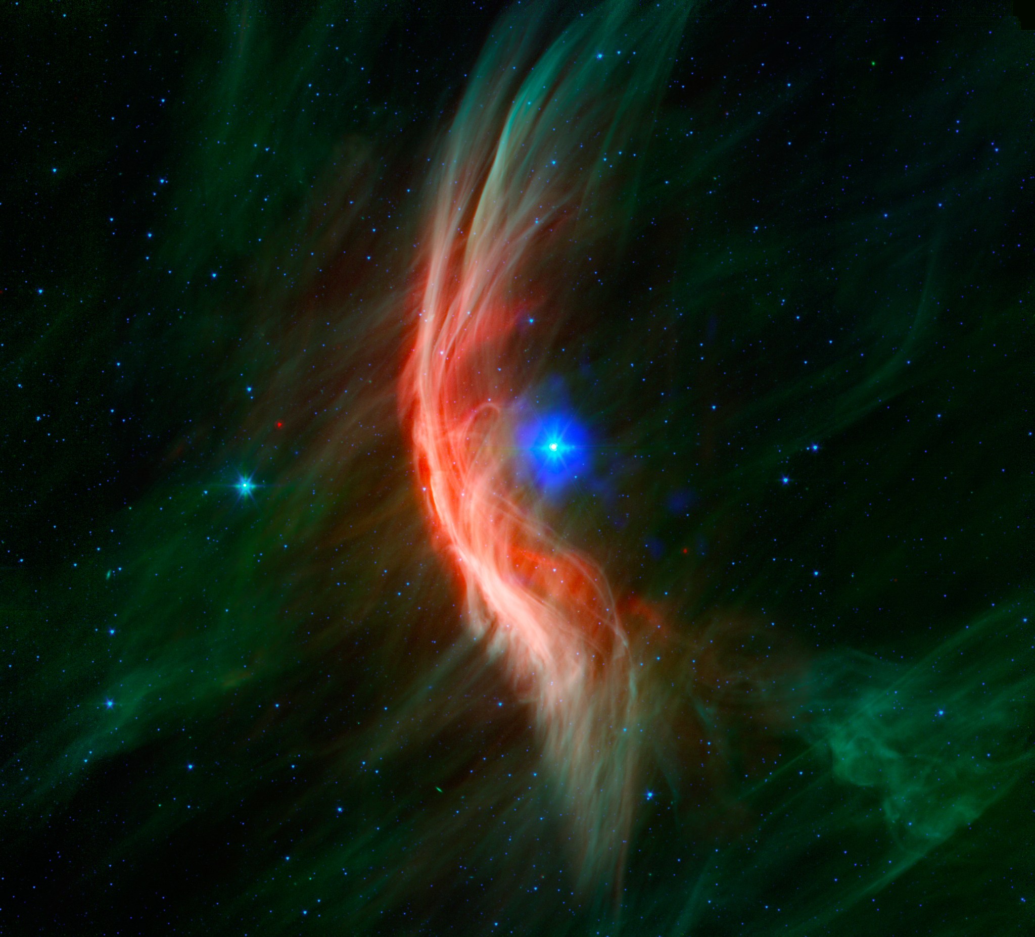 Located about 440 light-years from Earth, Zeta Ophiuchi is a hot star that is 20 times more massive than the Sun.