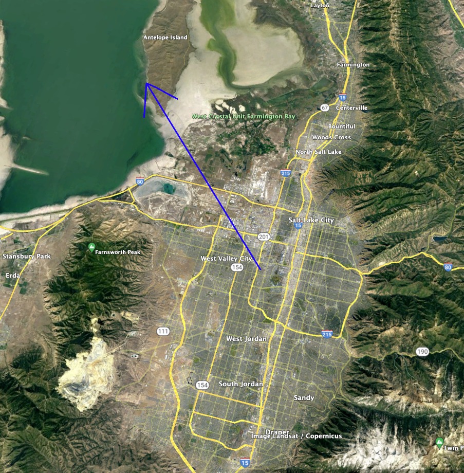 The meteor was first seen 50 miles over West Valley City, Utah, moving to the northwest at 39,000 miles per hour. The object broke apart above the eastern shore of the Great Salt Lake.