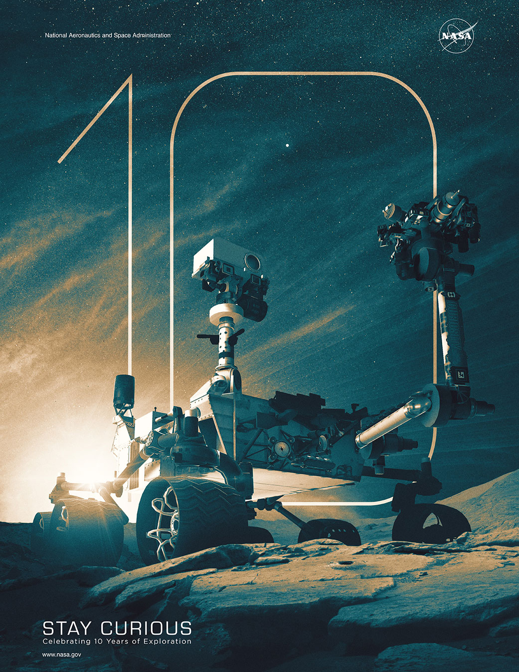 Curiosity Mars rover’s 10th anniversary poster