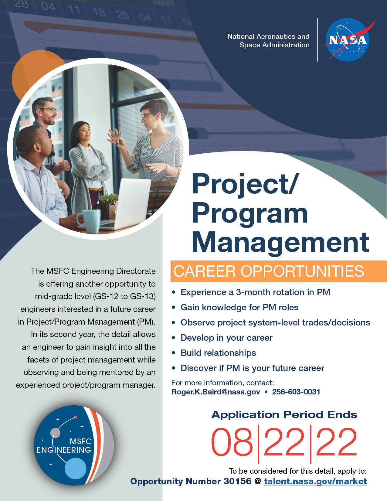 Project/Program Management Career Opportunities flyer.