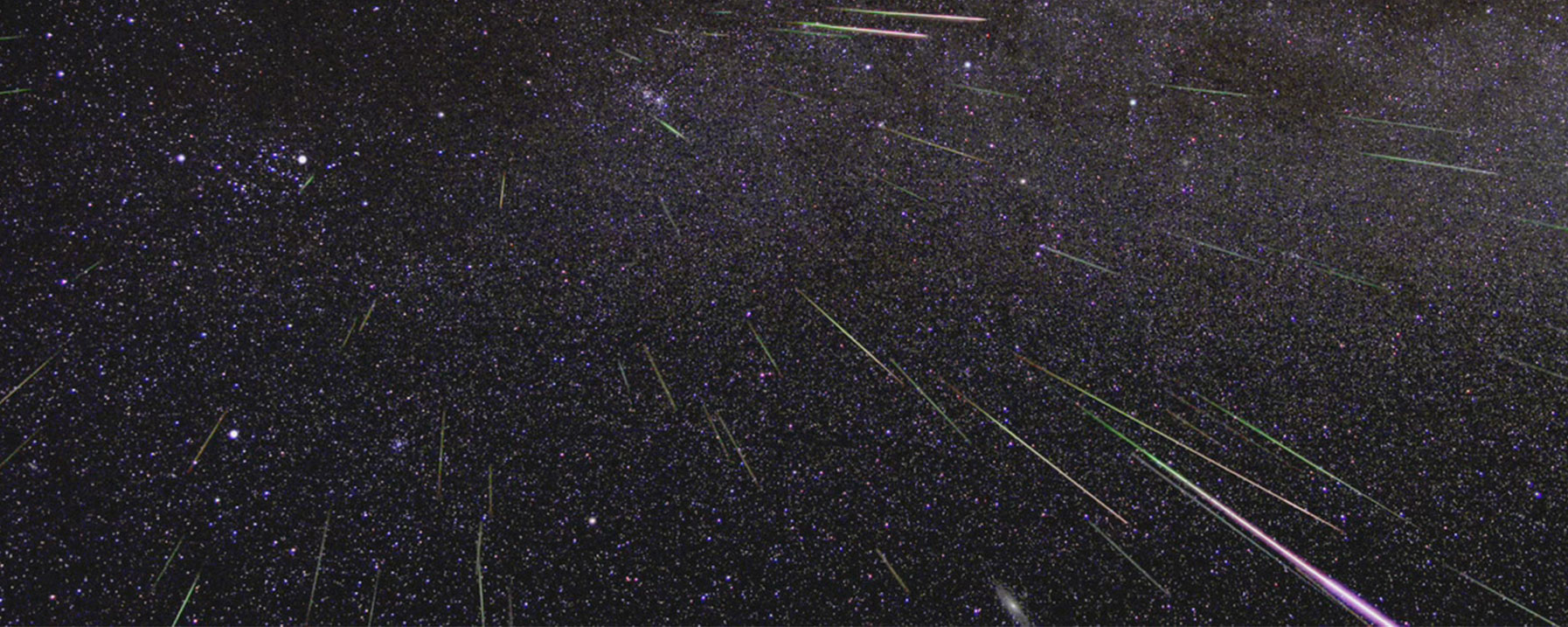 A shower of Perseid meteors lights up the sky in 2009 in this NASA time-lapse image. 