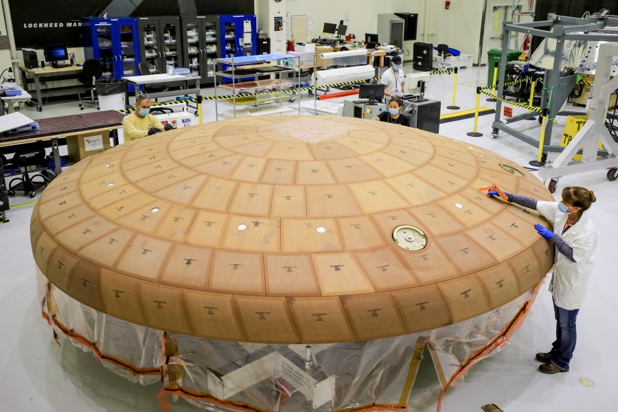 Orion heat shield hardware at Kennedy Space Center