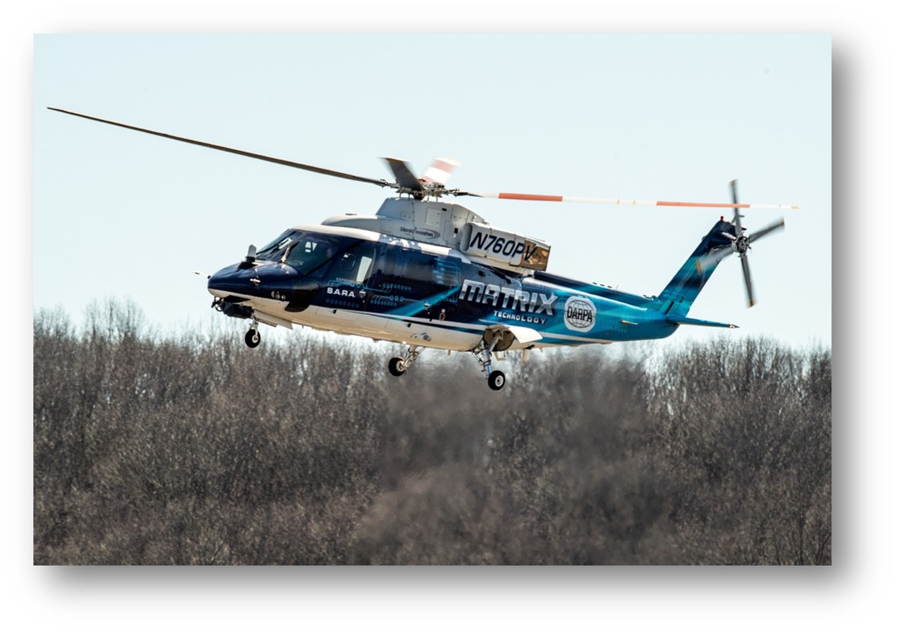 NASA’s Advanced Air Mobility National Campaign research pilots take flight in Sikorsky’s flight test helicopter SARA on March 22 in Stratford, Conn., in partnership with DARPA.