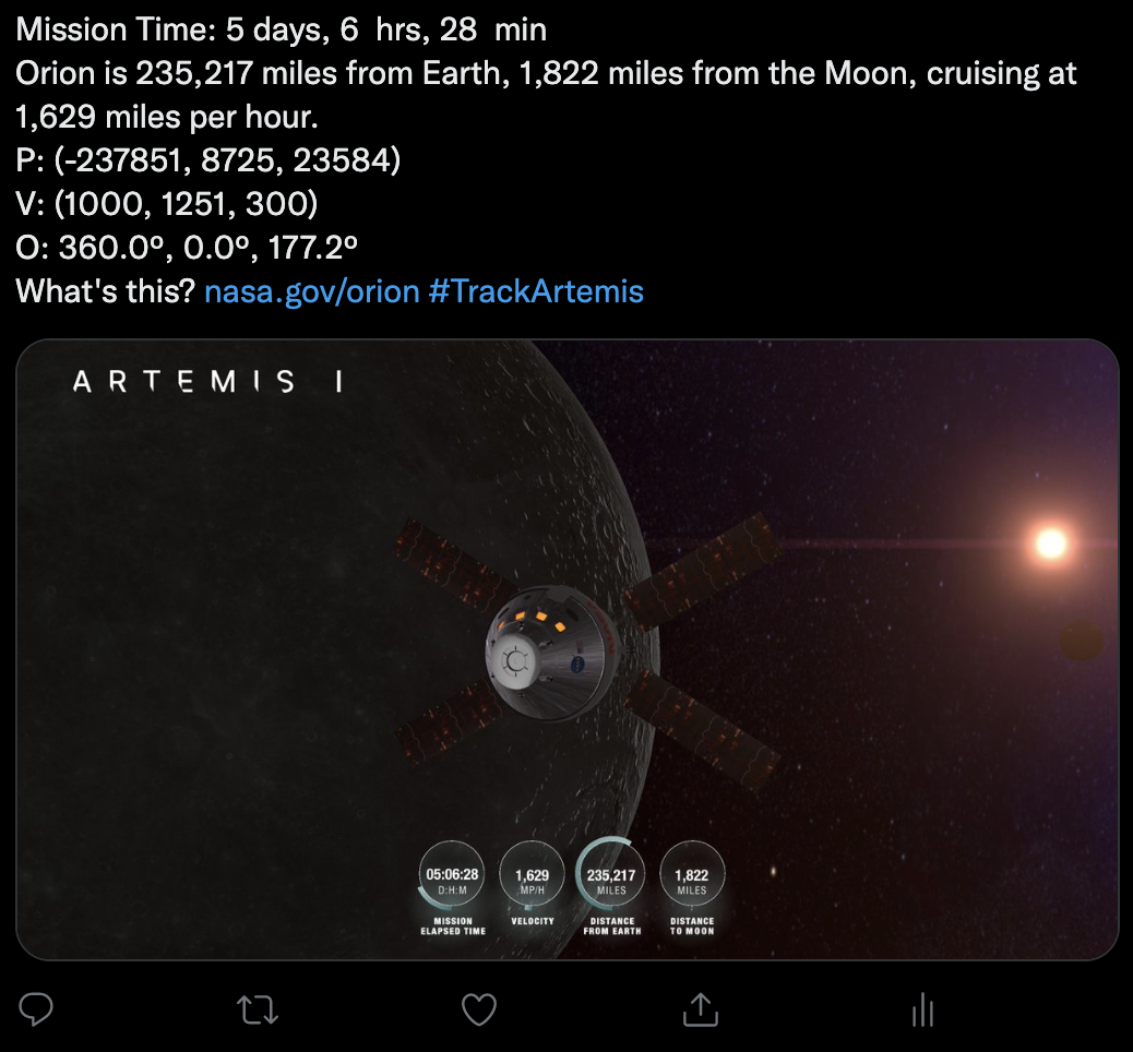 Tweet from NASA's AROW app