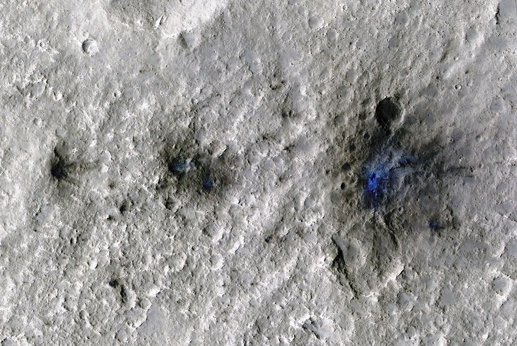 These craters were formed by a Sept. 5, 2021, meteoroid impact on Mars