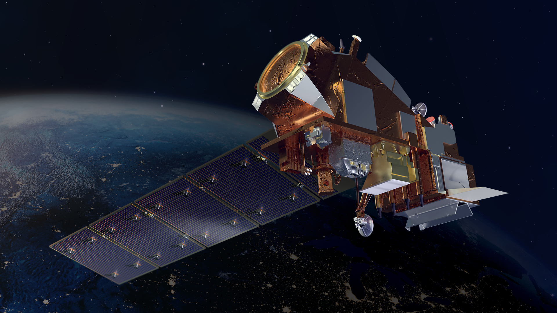 Artist’s rendition of the JPSS-2 satellite in space. 