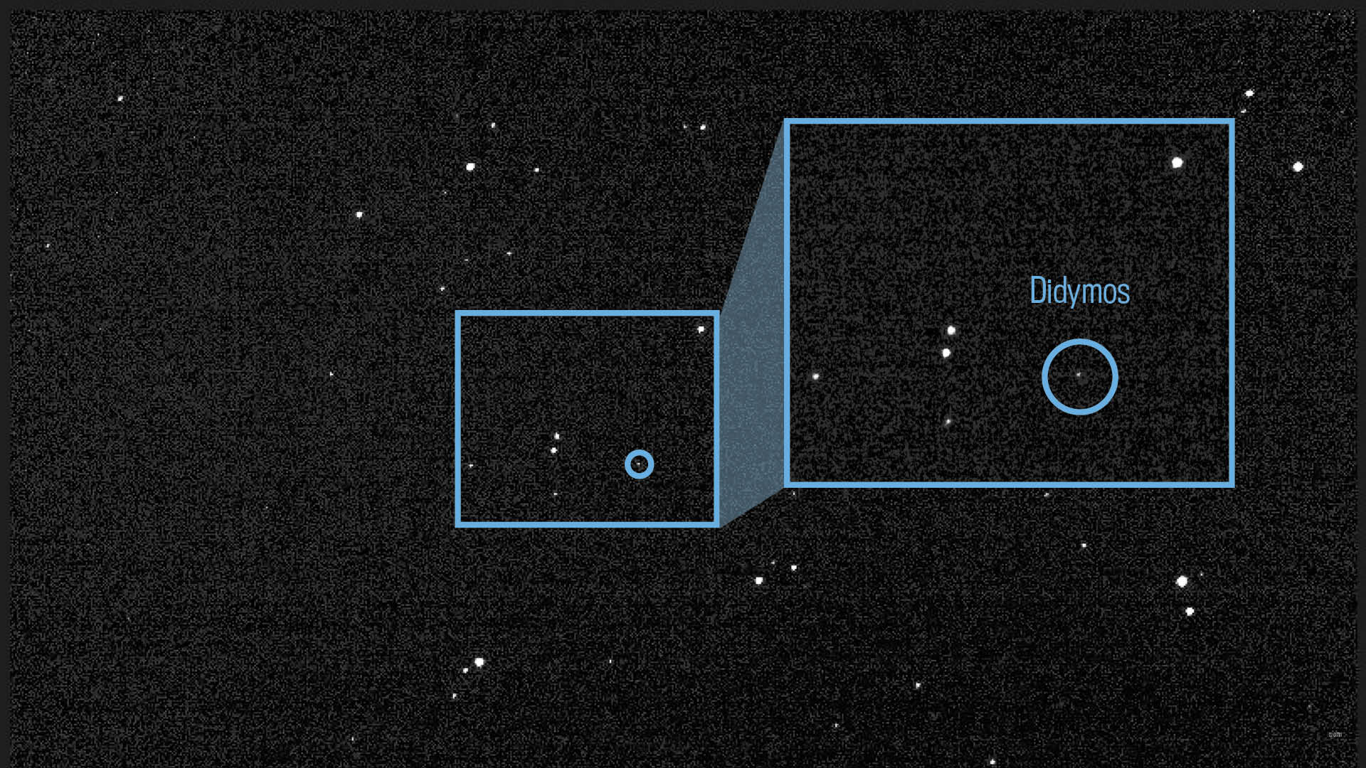 Image of the light from asteroid Didymos and its orbiting moonlet Dimorphos is a composite of 243 images taken by the Didymos Reconnaissance and Asteroid Camera for Optical navigation (DRACO) on July 27, 2022.