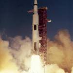 A Saturn V rocket at liftoff