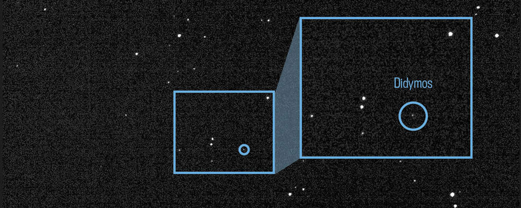 This image of the light from asteroid Didymos and its orbiting moonlet Dimorphos is a composite of 243 images taken by the Didymos Reconnaissance and Asteroid Camera for Optical navigation (DRACO) on July 27, 2022.