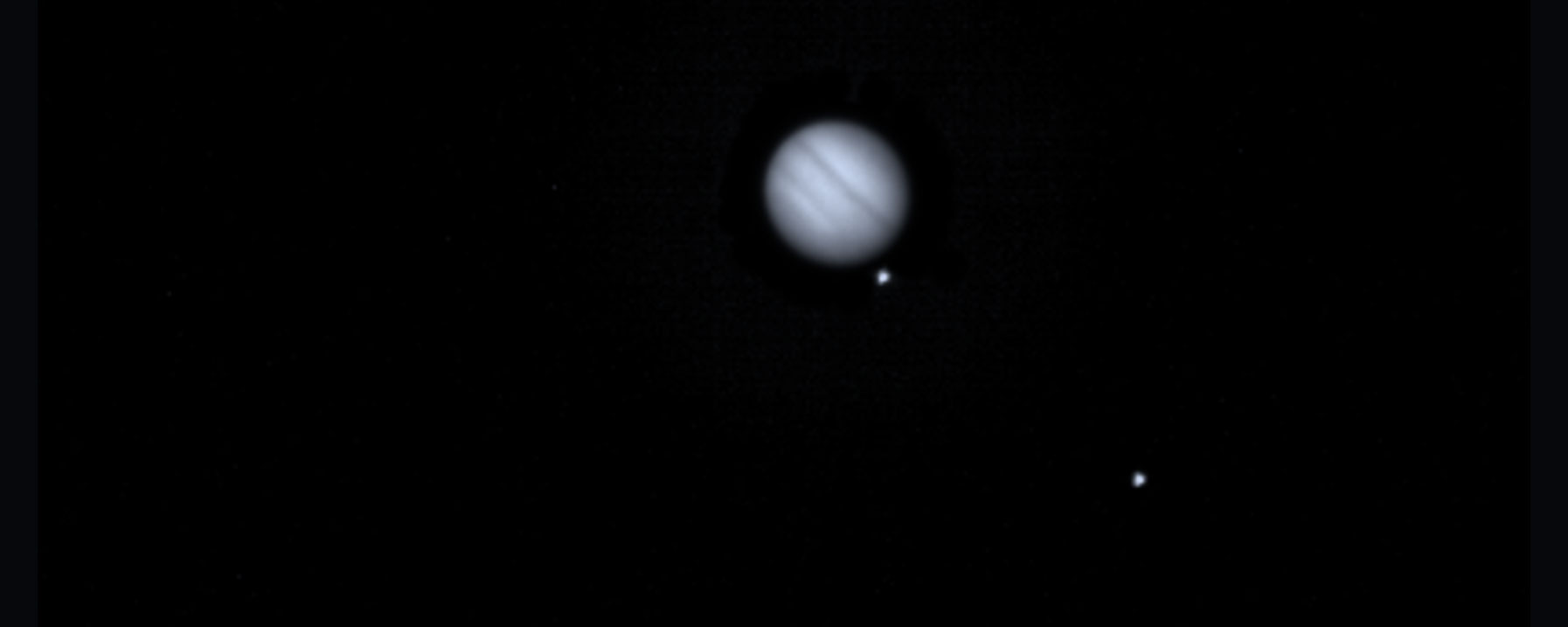 A cropped composite of a DRACO image centered on Jupiter taken during one of SMART Nav’s tests.