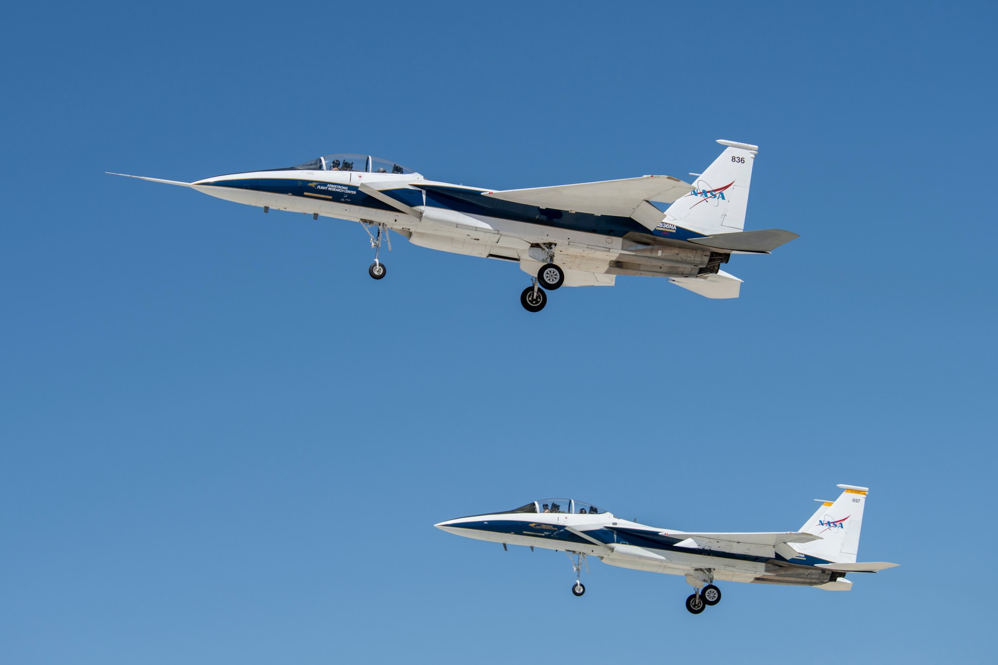 Two of NASA's F-15 research aircraft