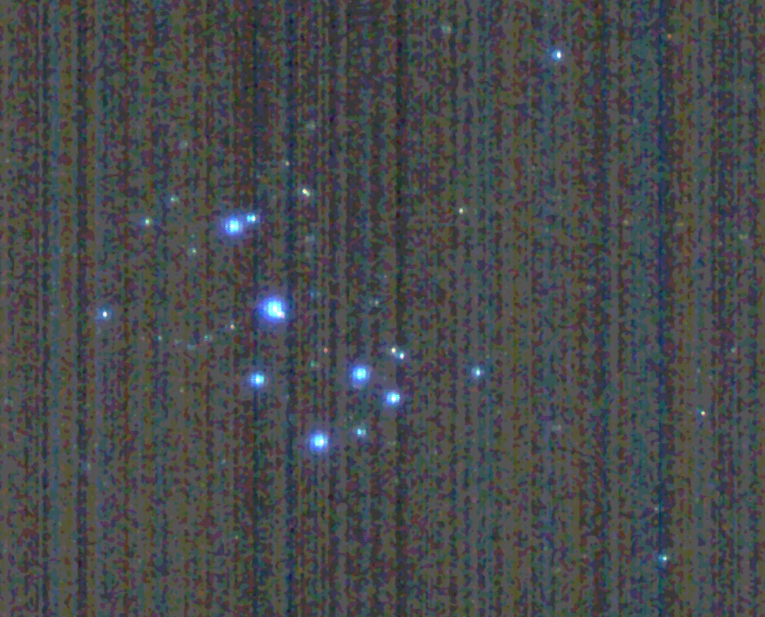 Image of the Pleiades star cluster acquired by LICIACube’s LUKE camera on Sept. 22, 2022.