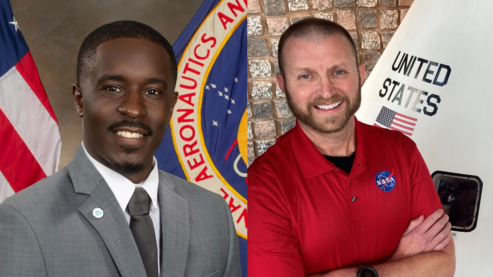 Nick Benjamin (left), who manages scientific operations aboard the International Space Station and Mike Selby, a mission manager in NASA’s Planetary Missions Office.