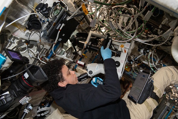 image of astronaut working on an experiment