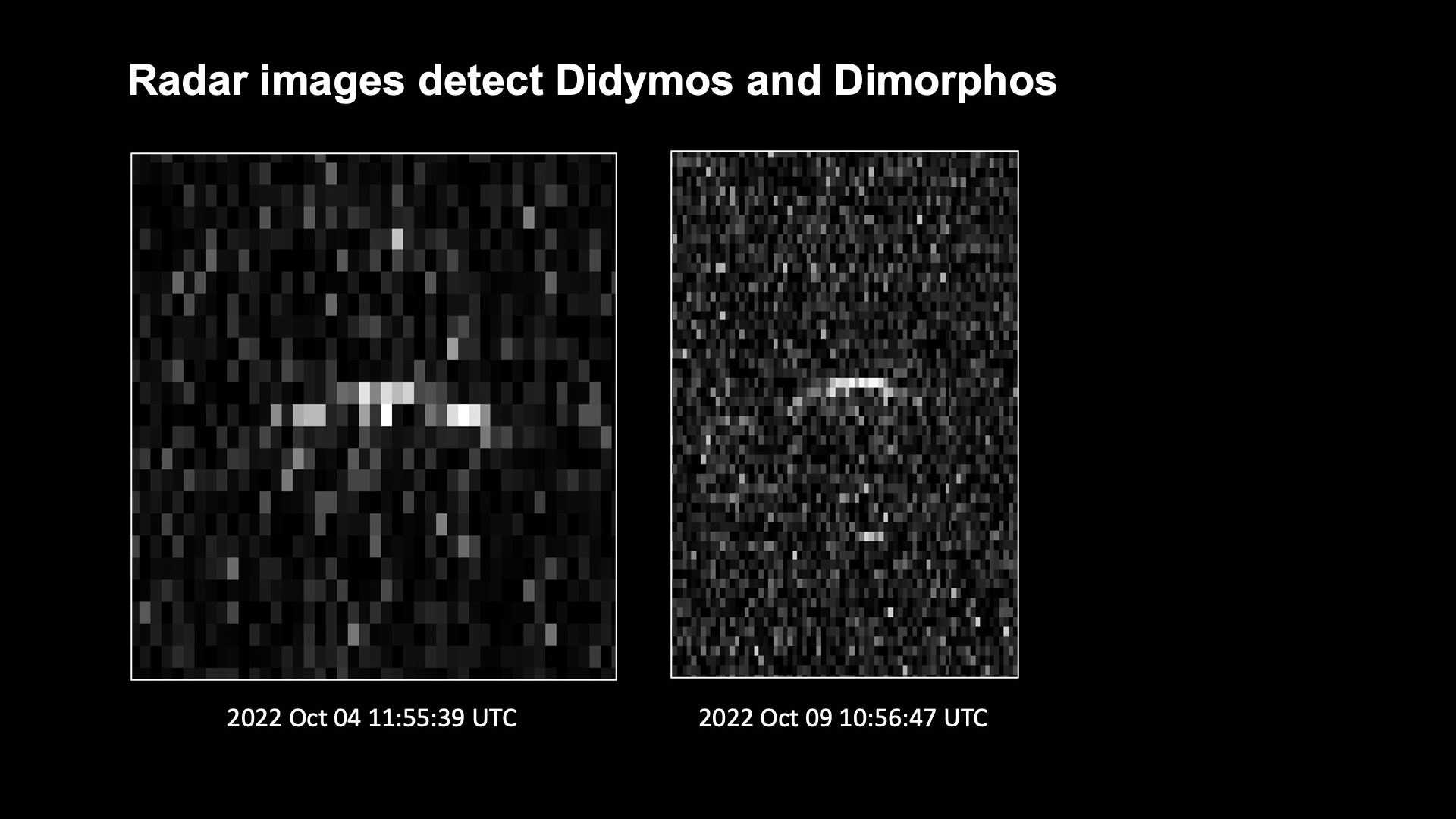 The bright line across the middle of these images, shows the asteroid Didymos.