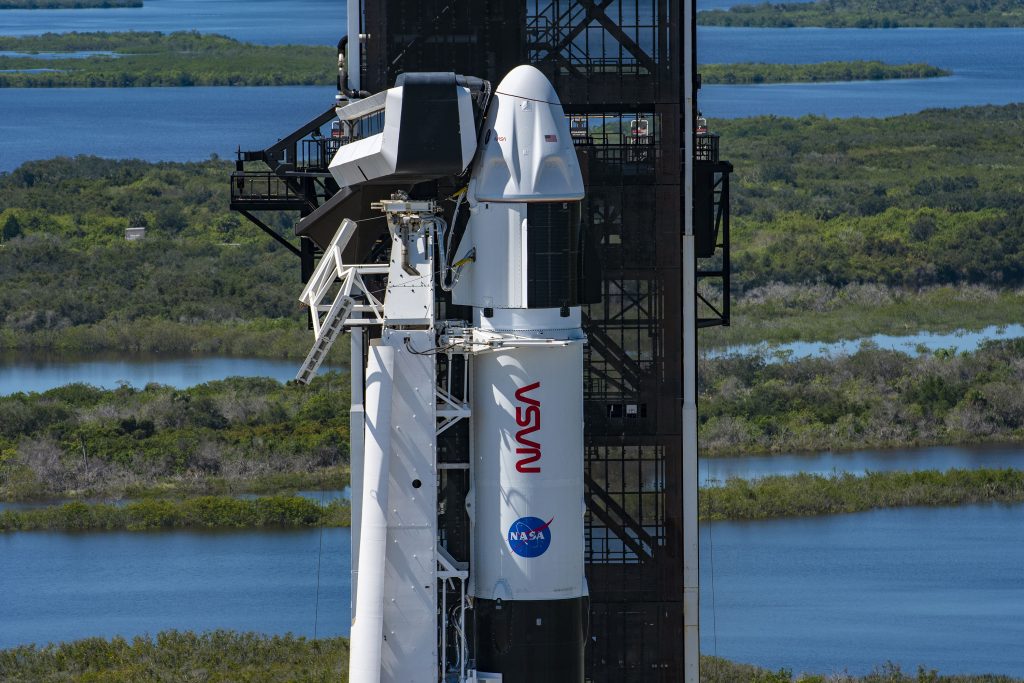SpaceX's Falcon 9 rocket, with the Dragon Endurance spacecraft atop