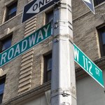 Photo of the street sign out the GISS facility, showing Broadway and West 112th St.