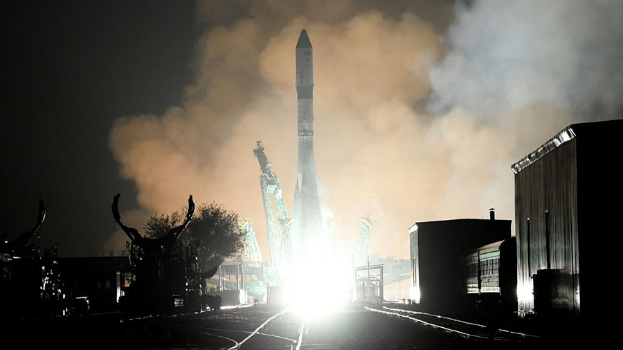 The ISS Progress 82 cargo craft blasts off from the Baikonur Cosmodrome in Kazkakhstan beginning a two-day trip to the space station. Credit: RSC/Energia