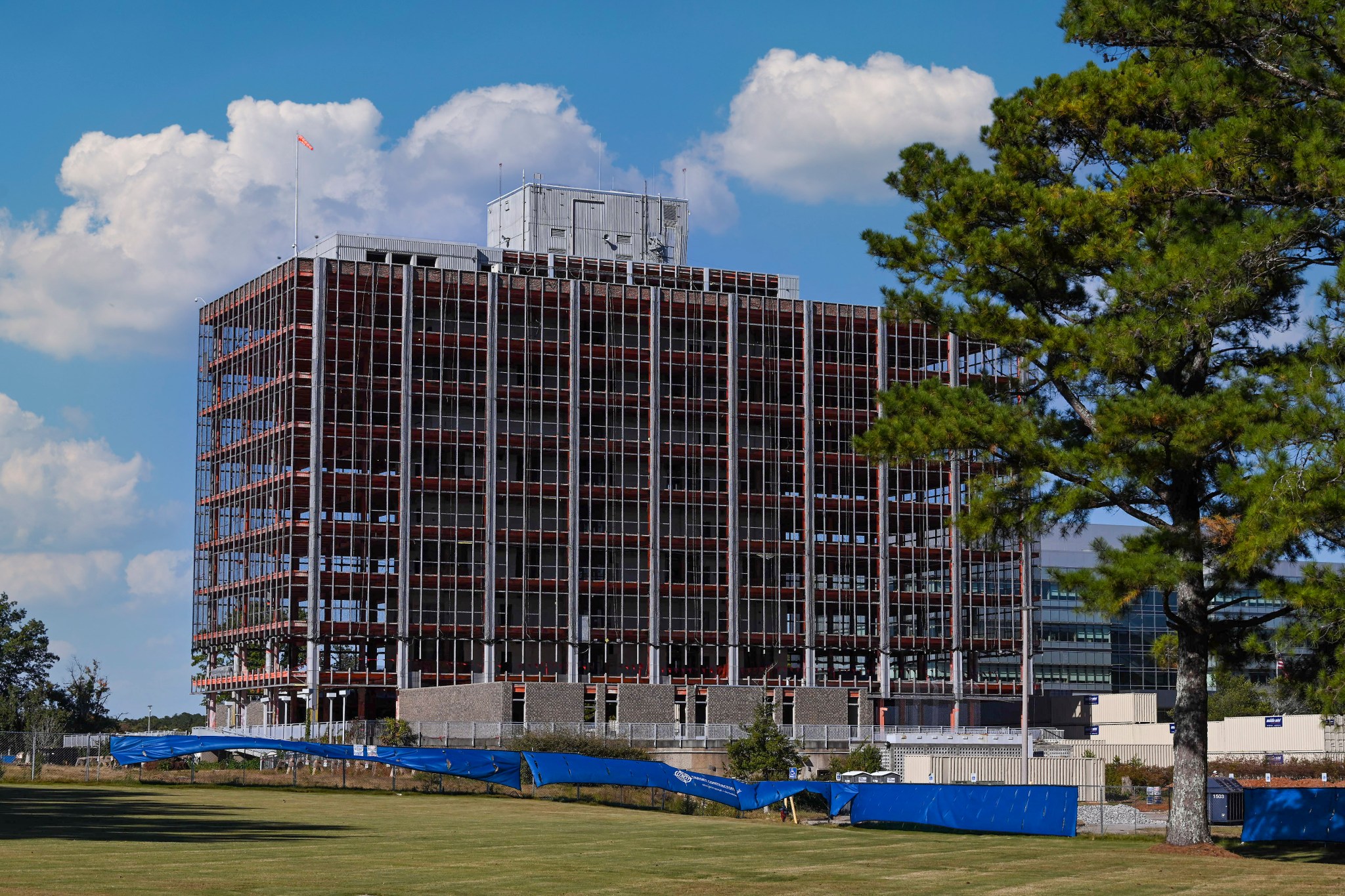 Marshall contractors continue preparations for the scheduled demolition of Building 4200 by controlled implosion on Oct. 29. 