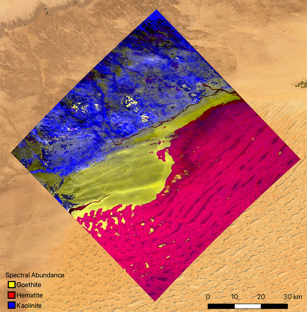 The mineral map shows a part of southwestern Libya