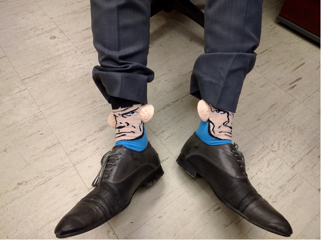 Fathi's Star Trek socks, Spock with his ears