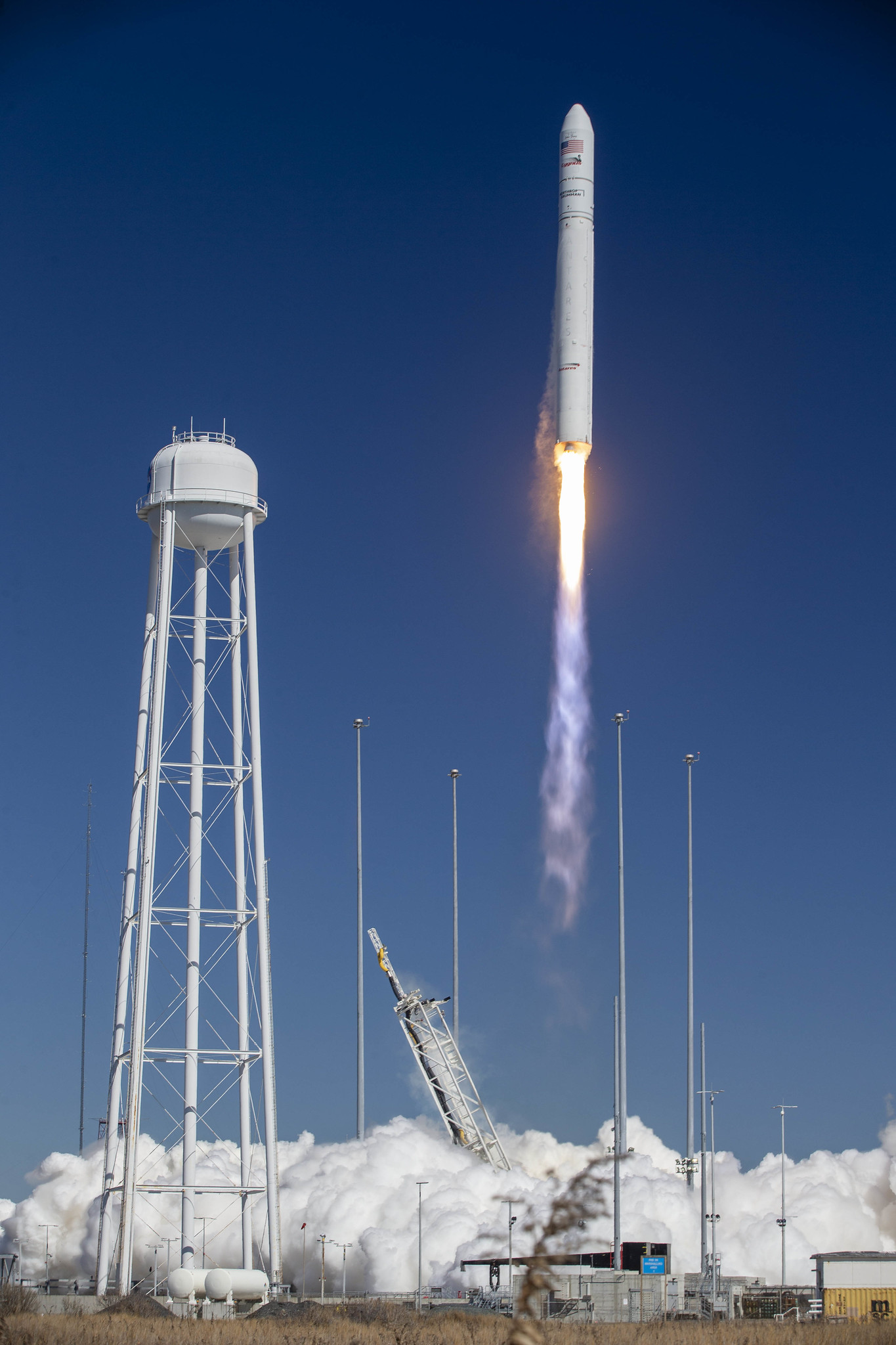 A Northrop Grumman Antares rocket, with the company’s Cygnus spacecraft onboard, launches at 12:40 p.m. EST, Saturday, Feb. 19., 2022, from the Mid-Atlantic Regional Spaceport’s Pad-0A, at NASA's Wallops Flight Facility in Virginia.