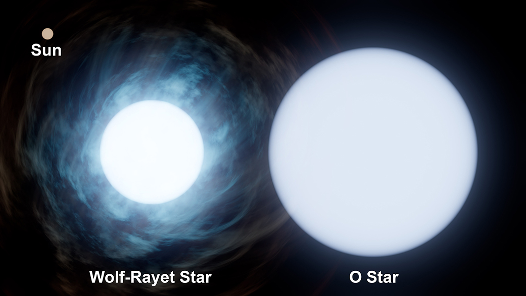 This graphic shows the relative size of the Sun