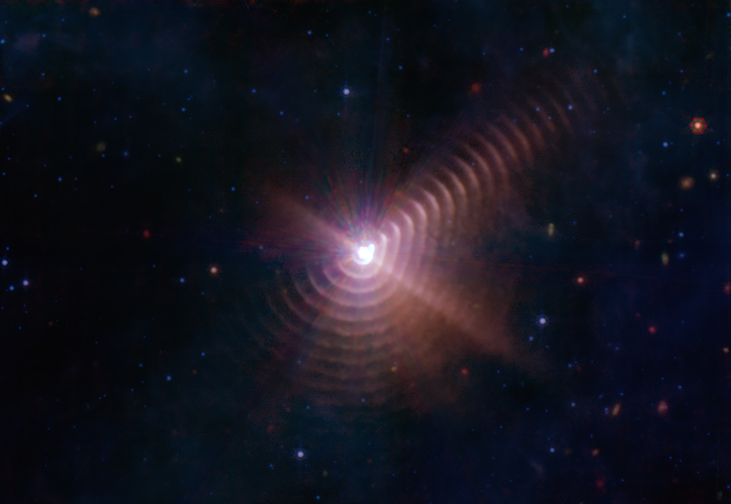 The two stars in Wolf-Rayet 140 produce shells of dust
