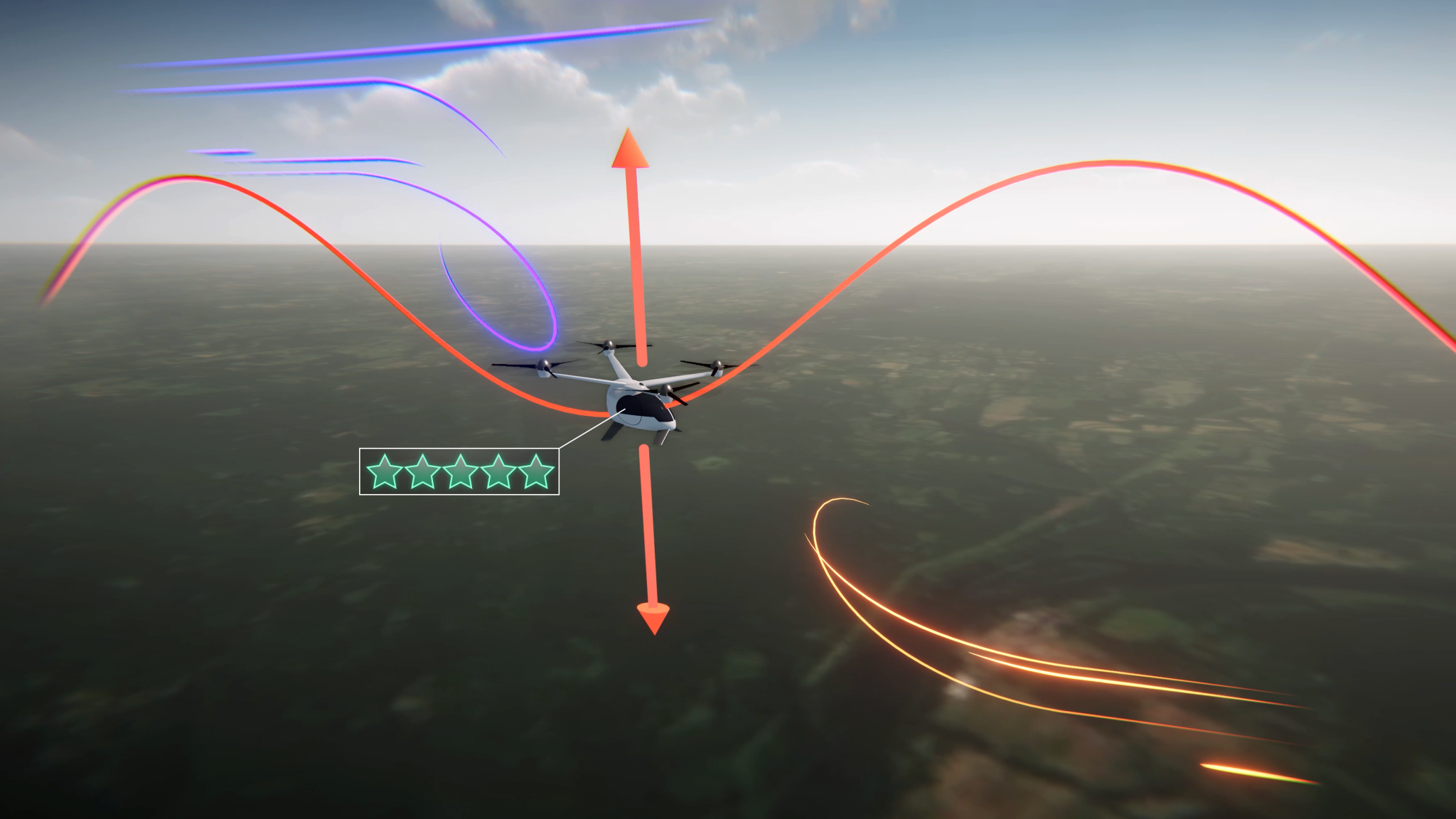 Concept art for electrical vertical takeoff and landing aircraft.