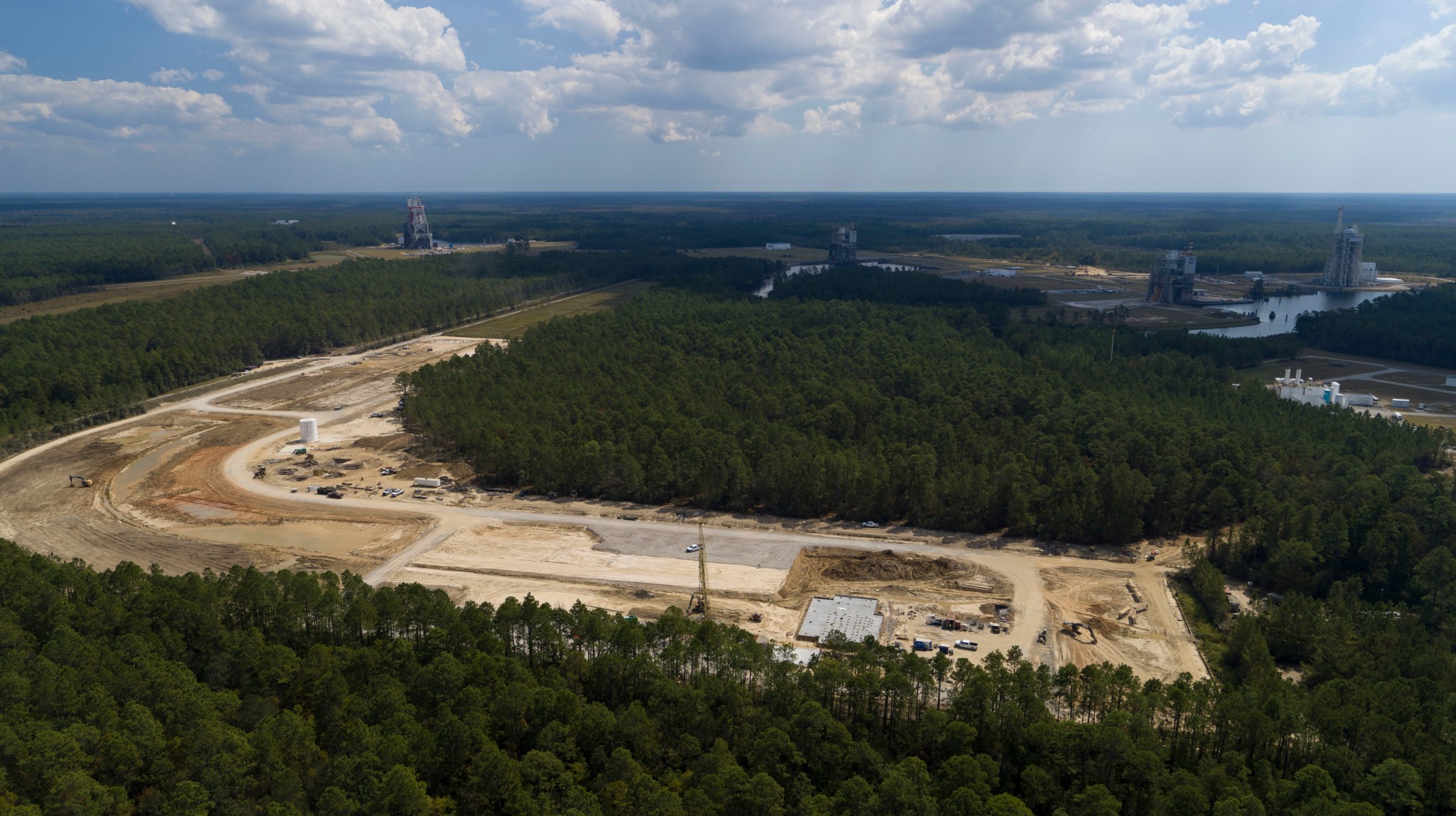 An aerial image of cleared area at NASA’s Stennis Space Center