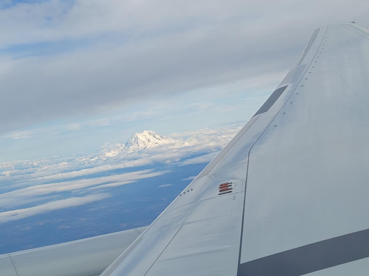 A view of Boeing's SMART vortex generators raised at lower altitude.