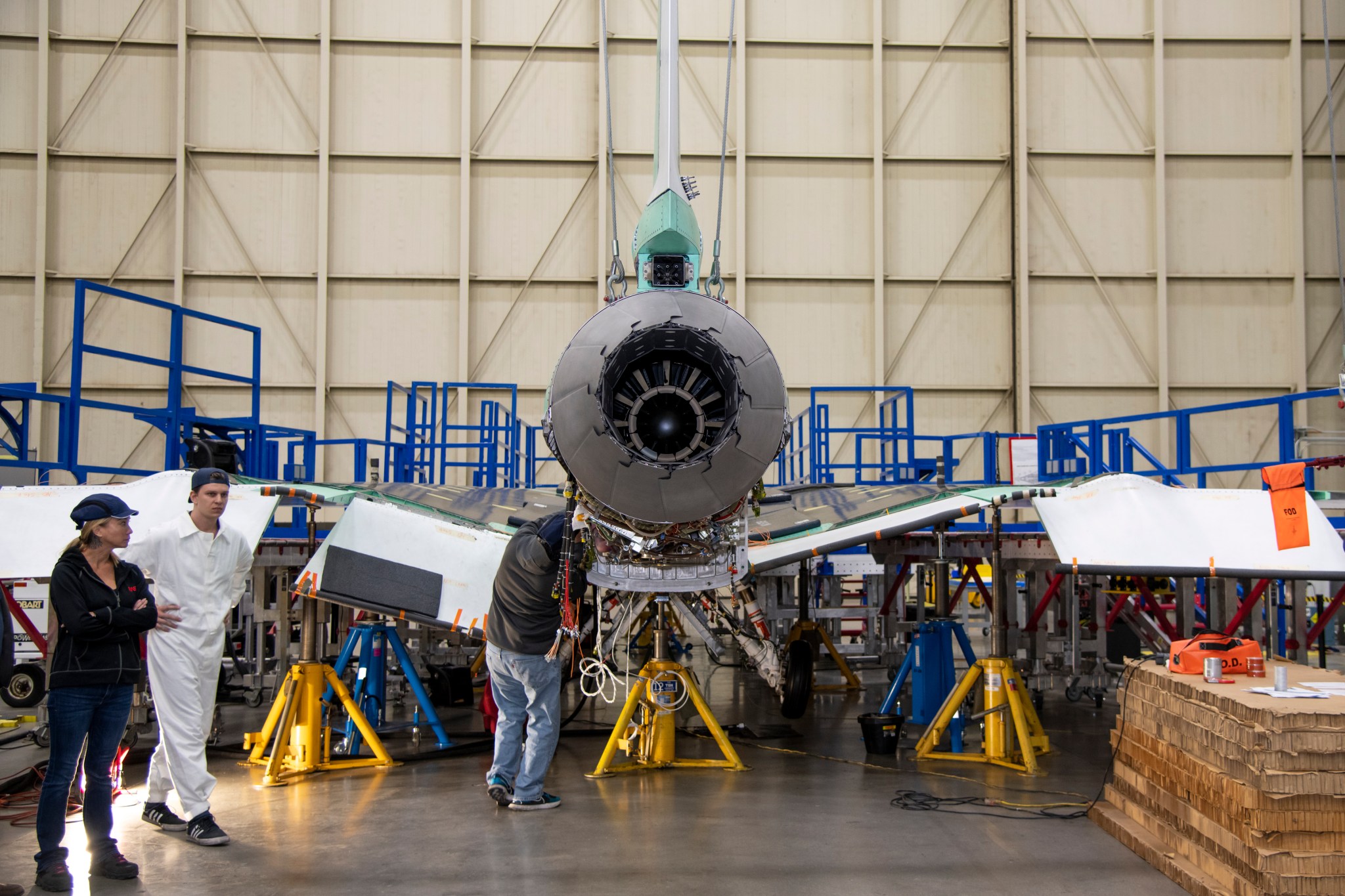 The GE Aviation F414-100 engine is installed in NASA’s quiet supersonic X-59 aircraft, at Lockheed Martin’s Skunk Works facility in Palmdale, California.
