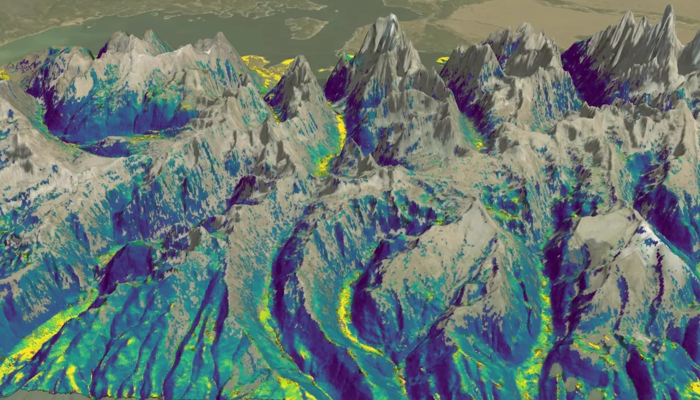 Landsat image of Teton Mountain Range