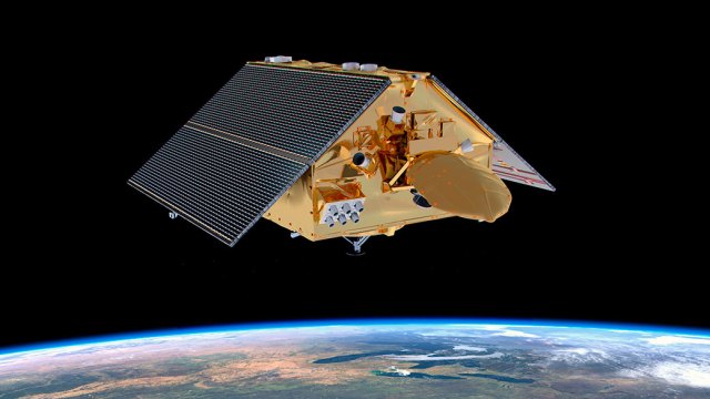 An illustration of the Sentinel-6 Michael Freilich satellite
