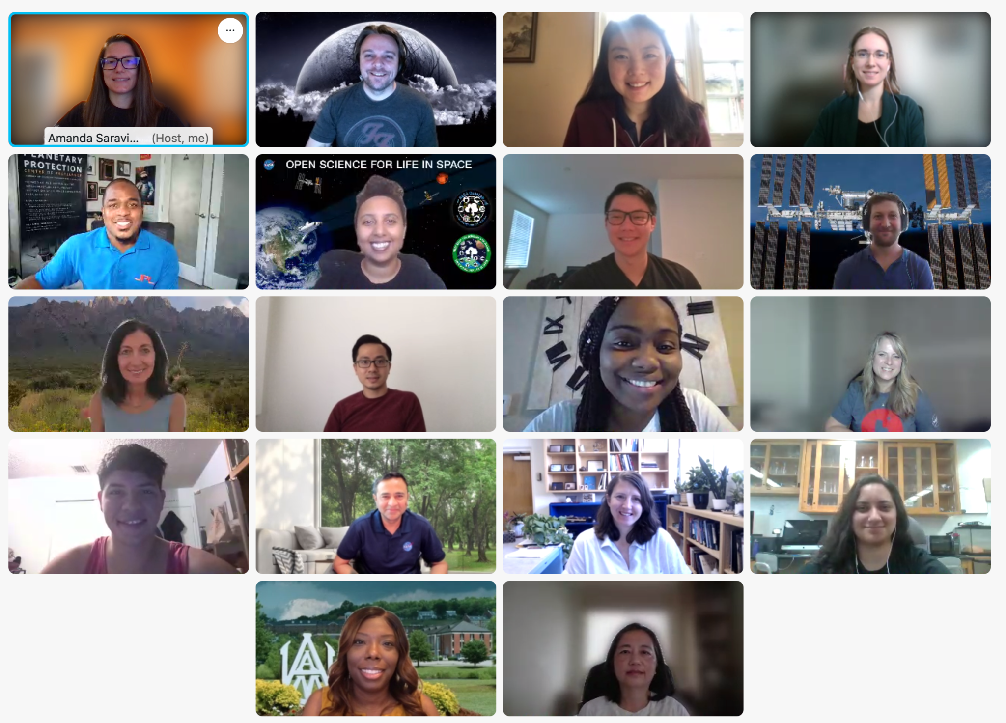 A grid of photos showing 18 participants in a virtual meeting