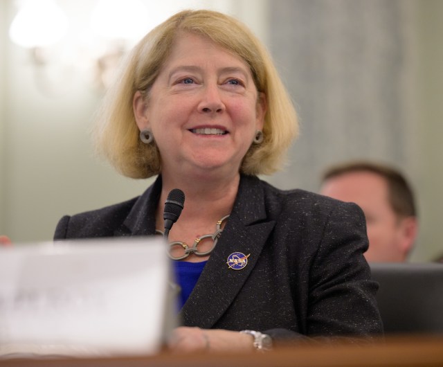 NASA Deputy Administrator Pam Melroy testifies before the Senate Subcommittee on Space and Science during a hearing titled “Government Promotion of Safety and Innovation in the New Space Economy,” Wednesday, Dec. 13, 2023, at the Russell Senate Office Building in Washington.