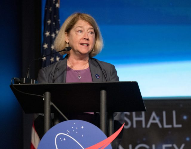NASA Deputy Administrator Pam Melroy discusses the agency’s goals during the annual State of NASA address, Monday, March 11, 2024, at the Mary W. Jackson NASA Headquarters Building in Washington.