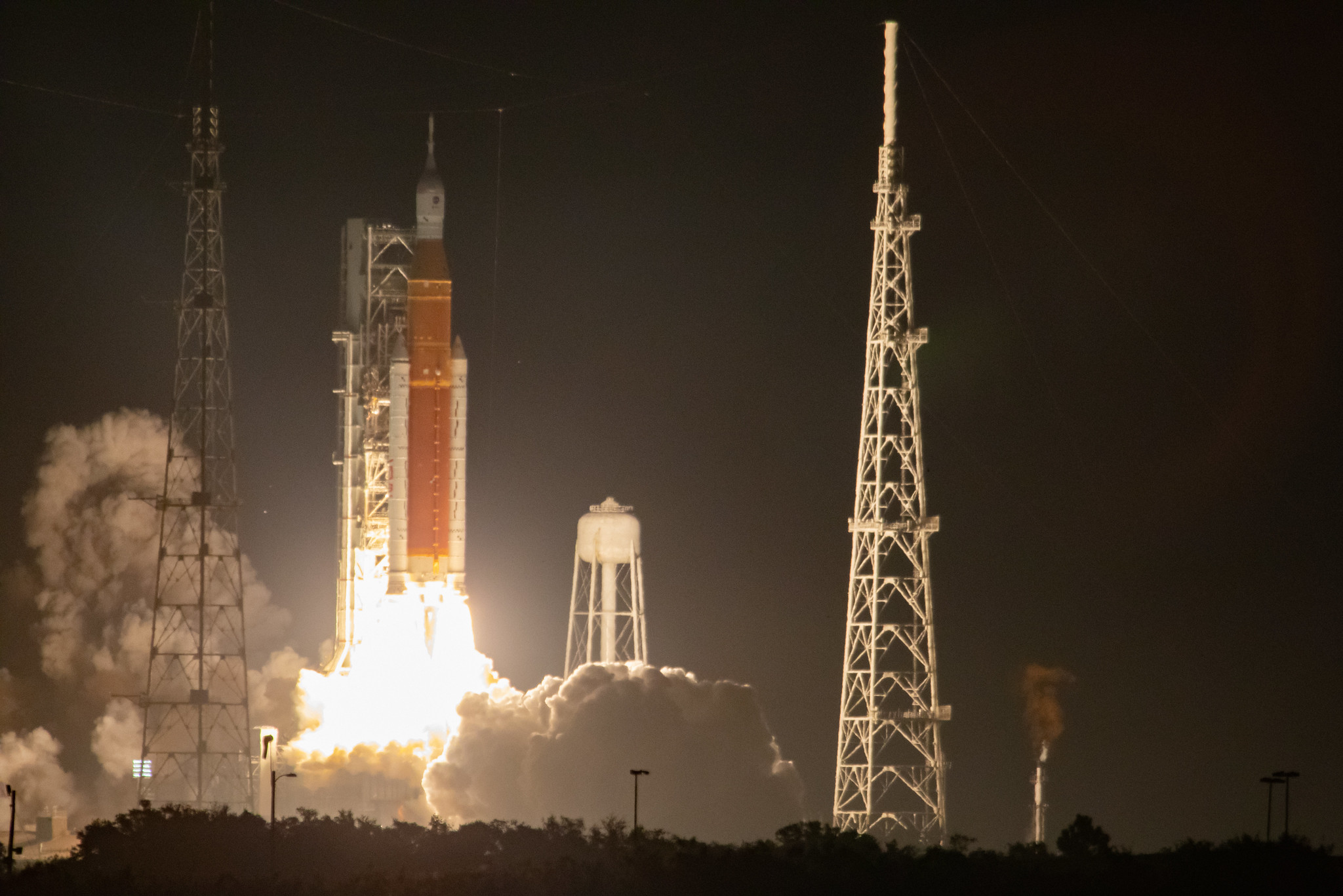 NASA's Artemis I Moon rocket lifts off from Kennedy Space Center's Launch Pad 39B.