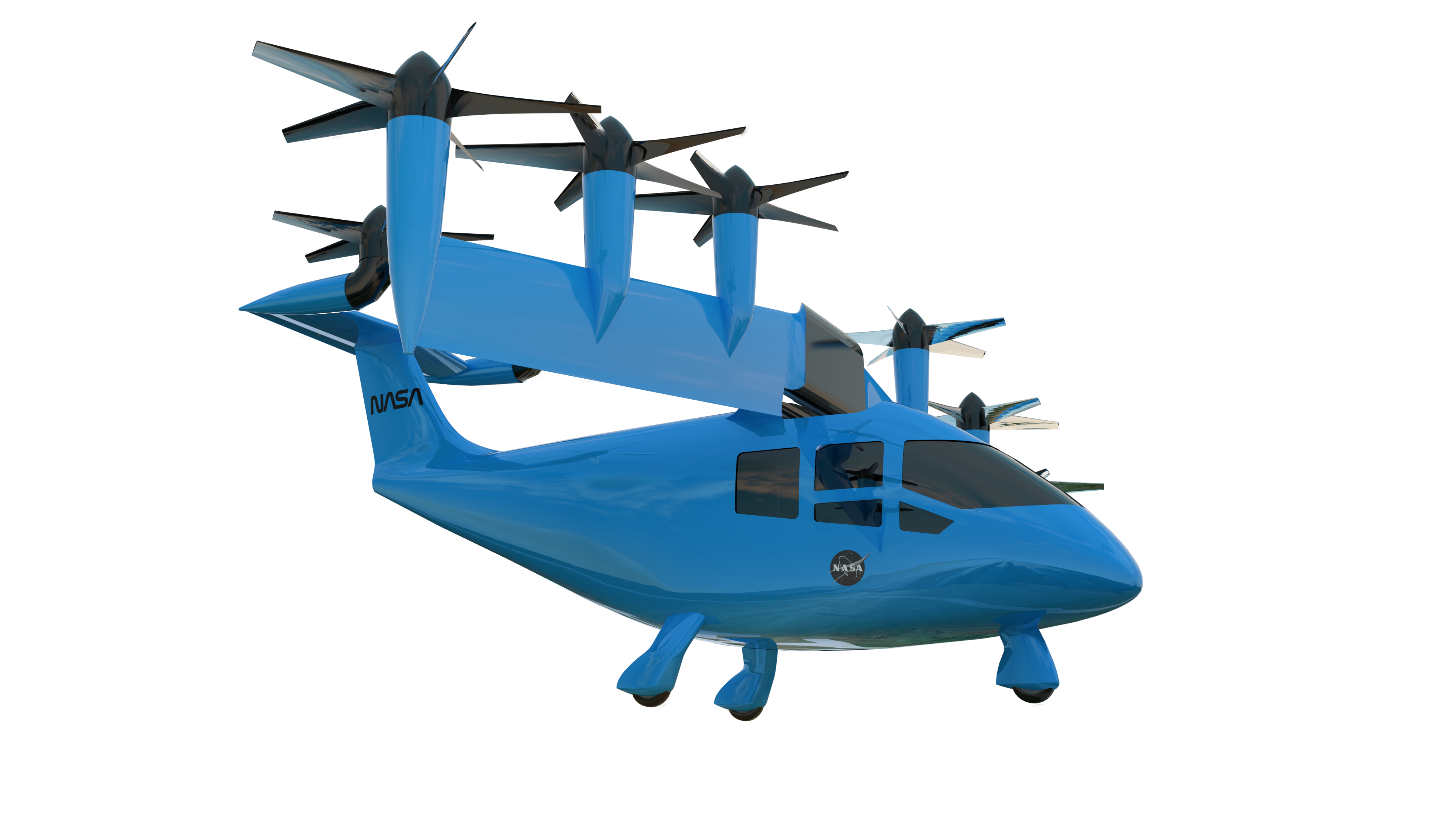 Artist 3-D illustration of an unmanned passenger aircraft.