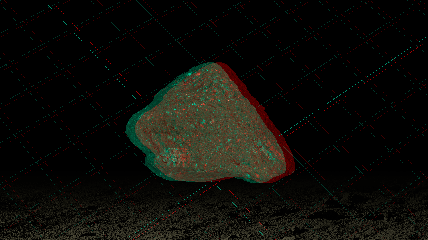 Apollo 11 lunar sample 10021 is seen in the 3D, one of several options available on the Astromaterials 3D website.