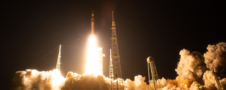 NASA’s Space Launch System rocket carrying the Orion spacecraft launches on the Artemis I flight test, Wednesday, Nov. 16, 2022, from Launch Complex 39B at NASA’s Kennedy Space Center in Florida