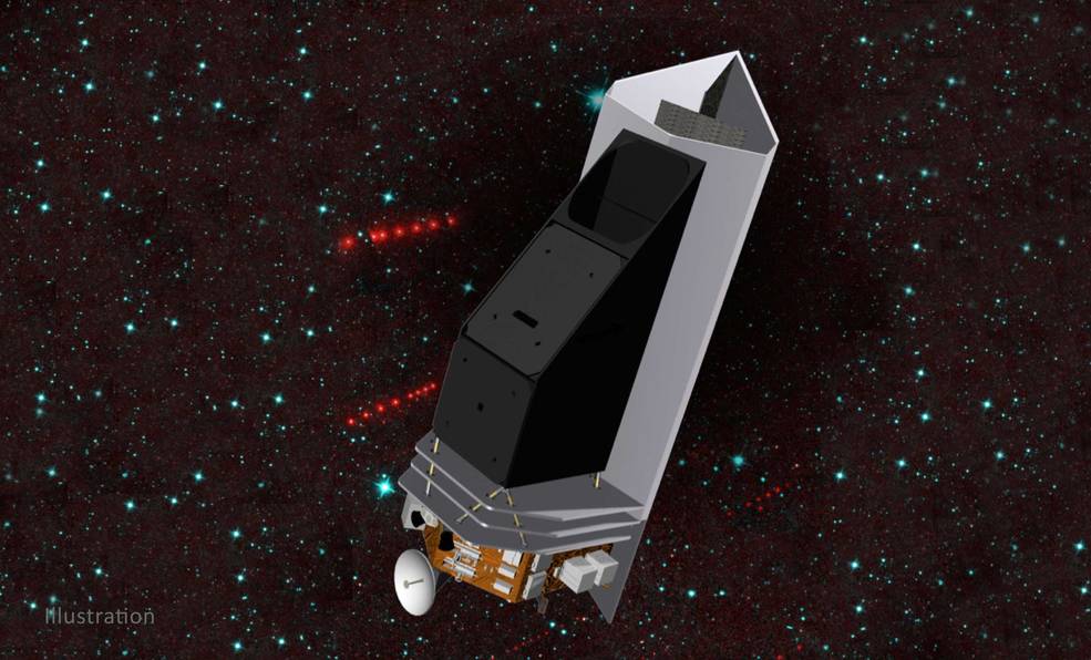 Illustration of NEO Surveyor, which is a mission designed to discover and characterize most of the potentially hazardous asteroids that are near the Earth. 