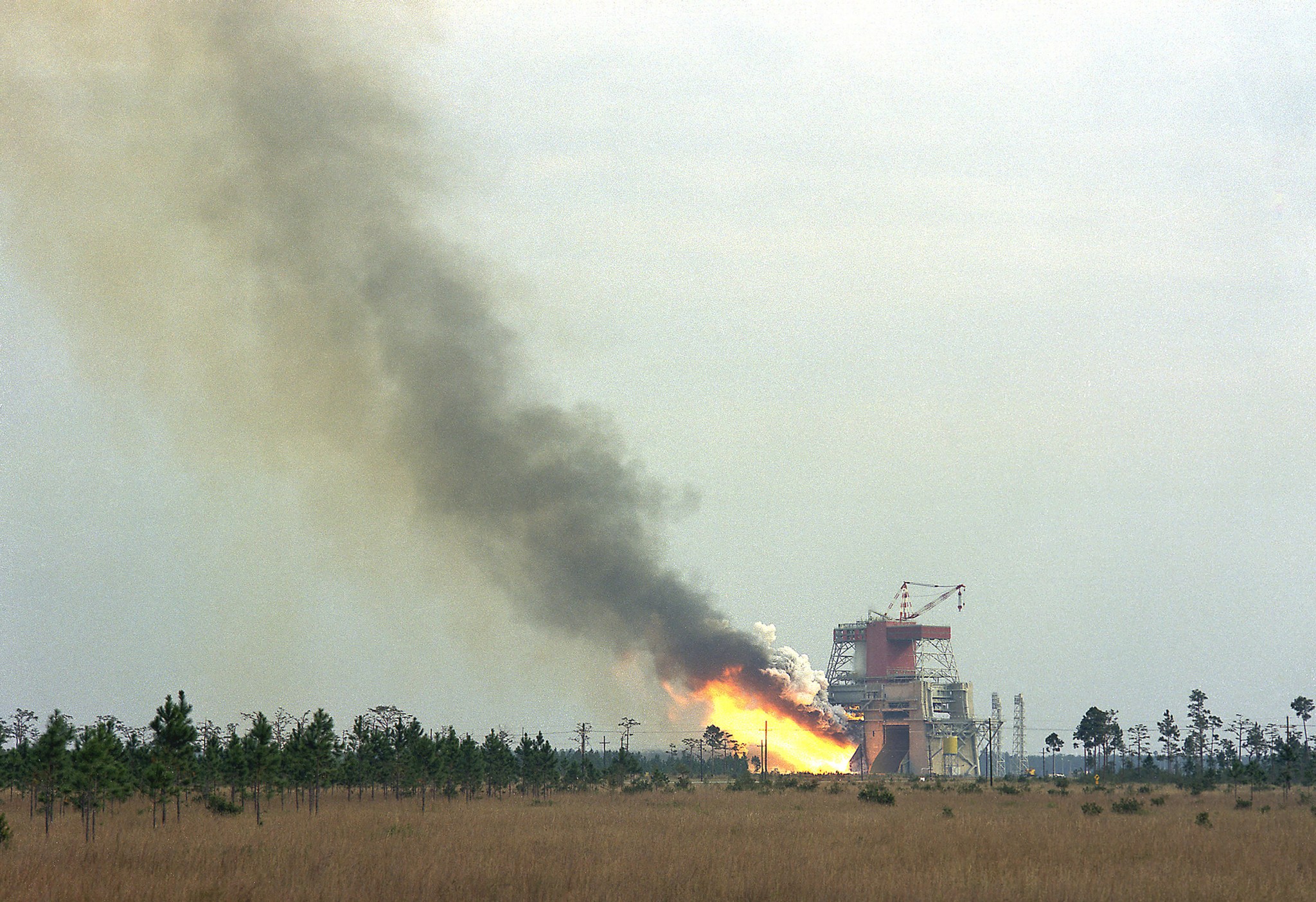  hot fire test of the Saturn V S-IC-12 stage on the B-2 Test Stand at NASA’s Stennis Space Center on Nov. 3, 1969