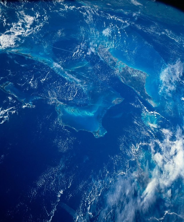A view of a blue ocean from space