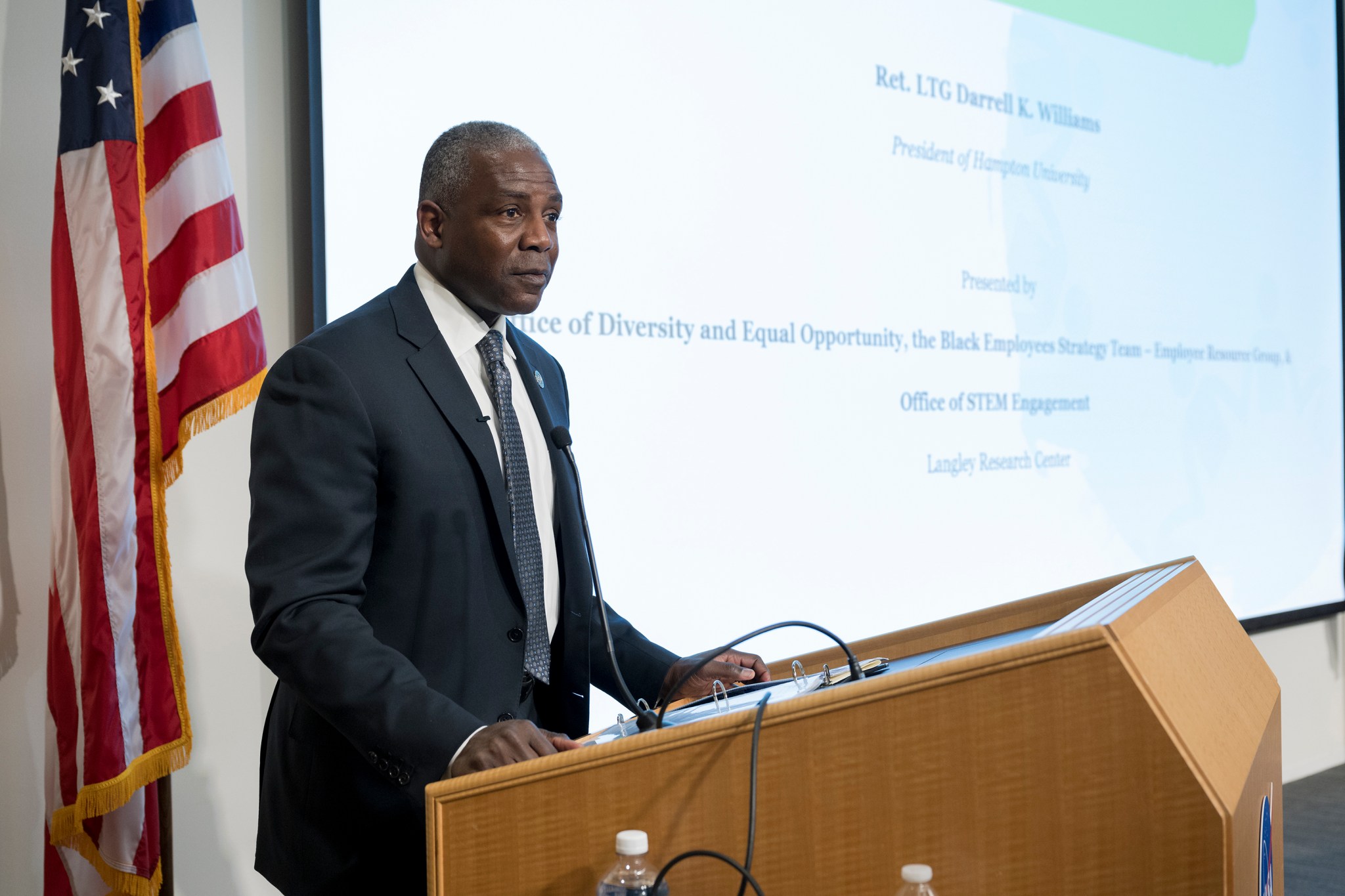 Hampton University President Lt. Gen. (ret.) Darrell K. Williams was the keynote speaker at a recent event at Langley that celebrated the life of Rev. Dr. Martin Luther King, Jr. 