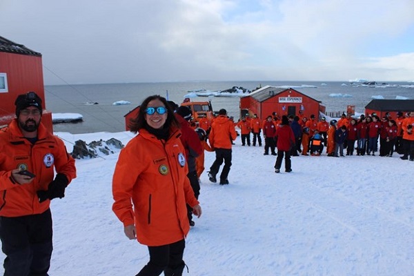 image of team members at an Antarctic camp