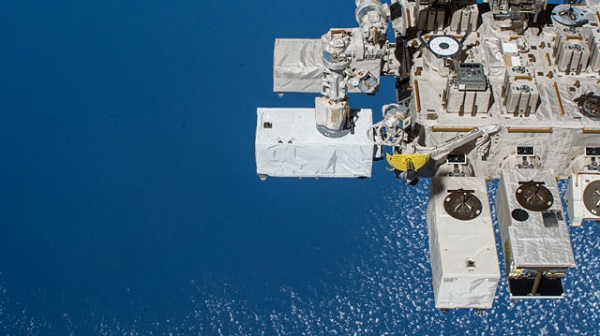 image of experiment hardware installed in an exterior facility of the space station