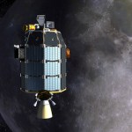 Artist concept of the LADEE spacecraft above the moon
