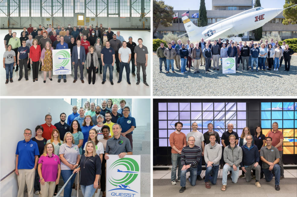 4 images in a quadrant. Top left is Glenn Research Center team, Top right is Armstrong Flight Research Center team, Bottom left is Langley Research Center team and the Bottom right is Ames Research Center team.