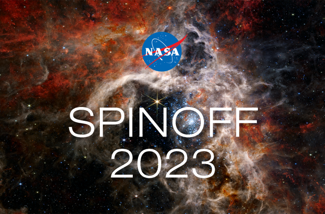 The cover of the 2023 edition of NASA's Spinoff publication shows imagery from the James Webb Space Telescope.